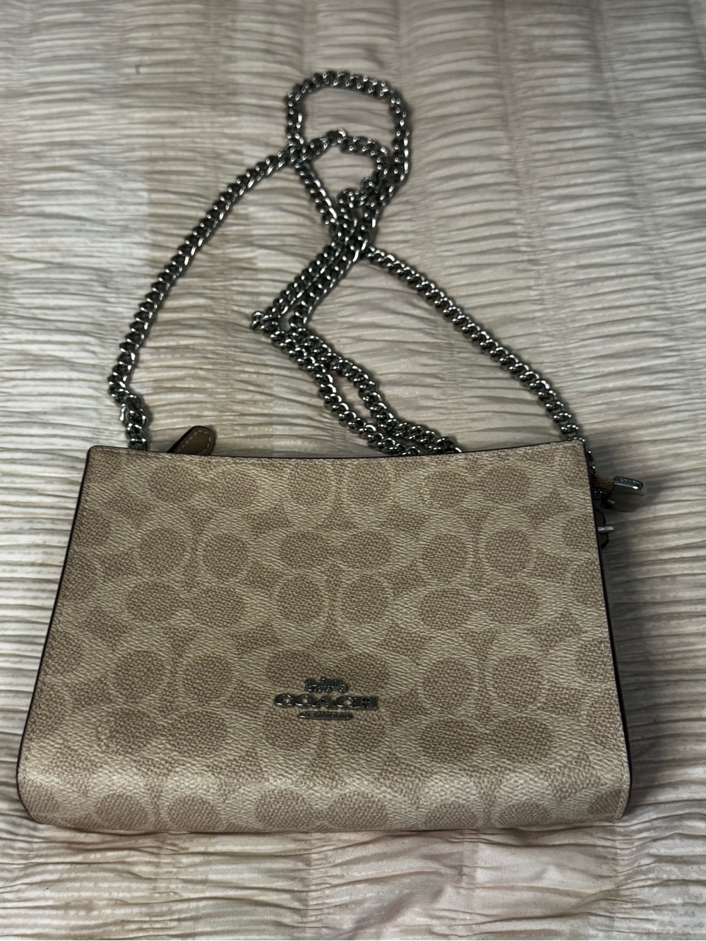 Coach Beige Signature Chain Crossbody